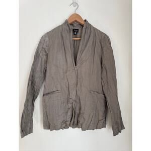 Eileen Fisher Italian Fabric Cotton & Metallic Blend Crinkle Blazer Jacket -  XS
